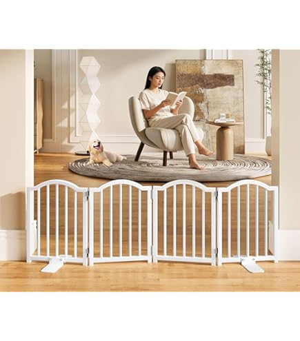 Amazon.co.jp: unipaws ペットゲート 置くだけ簡単 木製 折りたたみ式